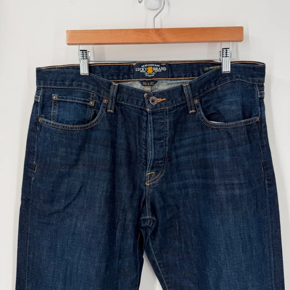 Lucky Brand 221 Original Straight Jeans Mens 36x32 Dark Wash Denim Indigo